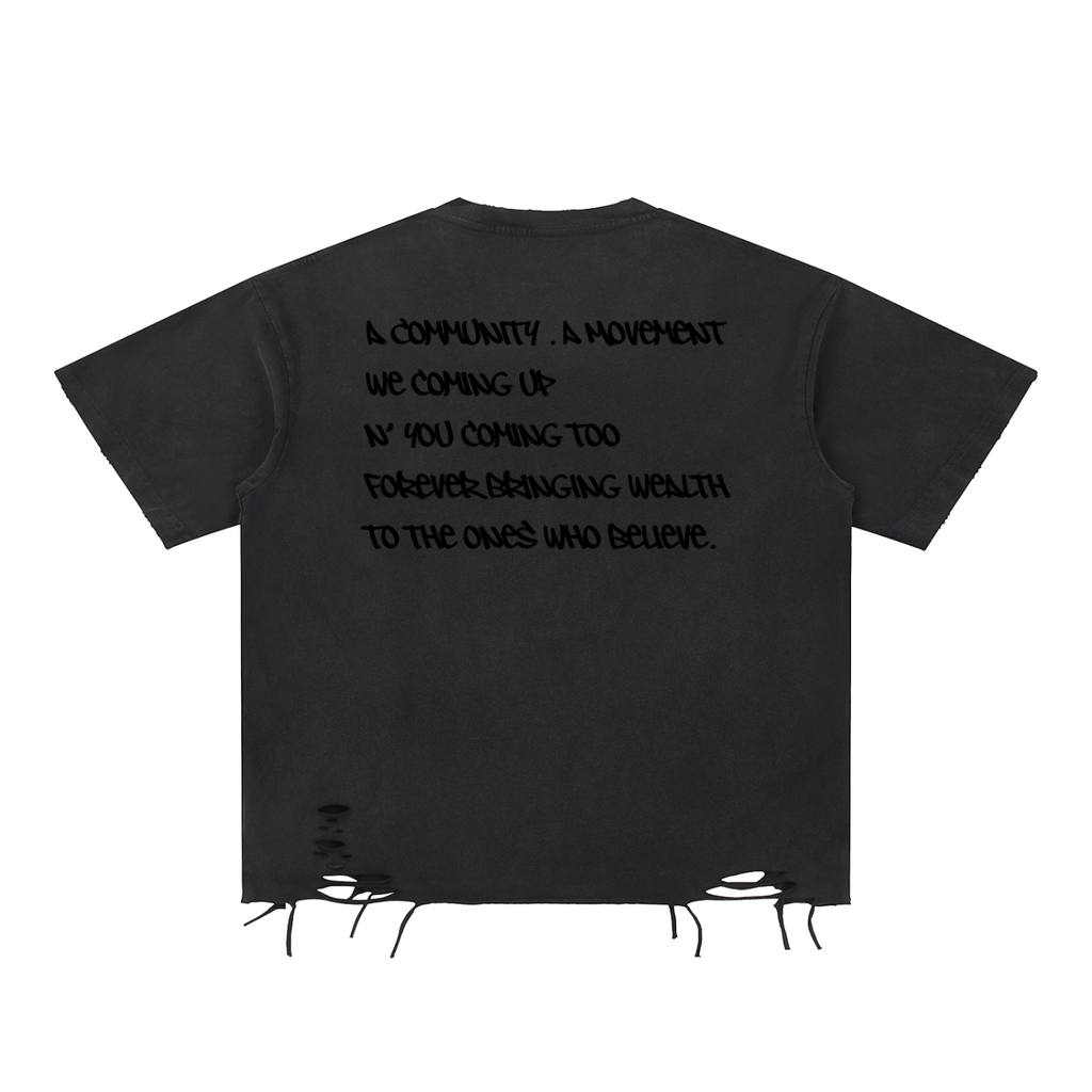 "MANIFESTO" DISTRESSED TEE